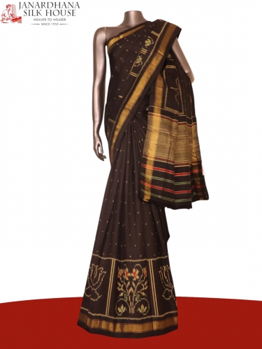 Pure Handloom Patola Ikat Silk Saree-Slubs Weave